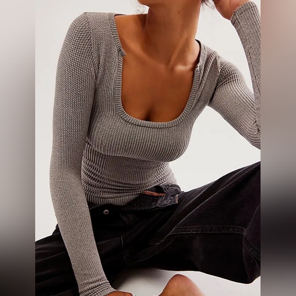 Free People Clean Slate Seamless Top/Heather Grey - Picture 1 of 11